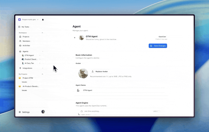 Tulsk AI 員工在任務討論中回應